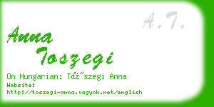 anna toszegi business card